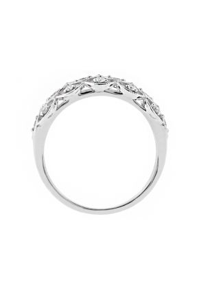 Three Row Eyelet Ladies Ring in 18kt White Gold