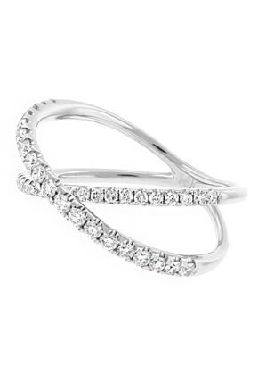 8.2mm Wide Diamond X Ring in 18kt White Gold