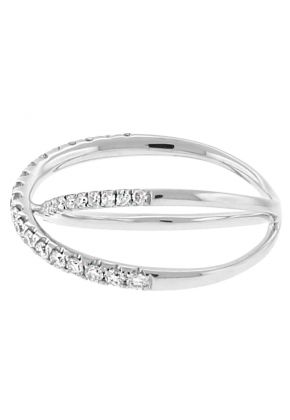 8.2mm Wide Diamond X Ring in 18kt White Gold