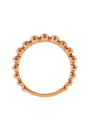Stackable 5 Bezel Set Diamonds Beaded Ring in 18kt Rose Gold