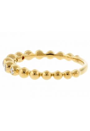 Stackable 5 Bezel Set Diamonds Beaded Ring in 18kt Yellow Gold