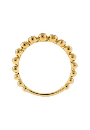 Stackable 5 Bezel Set Diamonds Beaded Ring in 18kt Yellow Gold