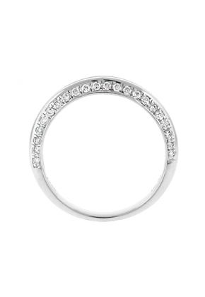 Knife Edge Design 2.9mm Wide Diamond Wedding Band in 18kt White Gold