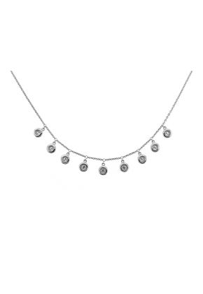 9 Dangling Bezel Diamond Necklace in 18kt White Gold