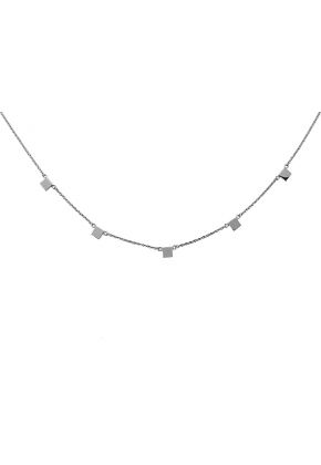 5 Mini Diamond Square Clusters on 18kt White Gold Chain