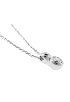 Bezel Set Solitaire Diamond Pendant in 18kt White Gold