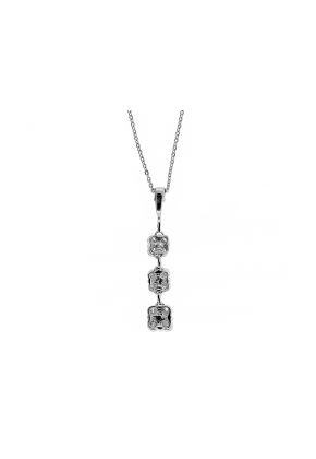 Three Diamond Drop Clusters Topped with a Single Stone Pendant in 18kt White Gold