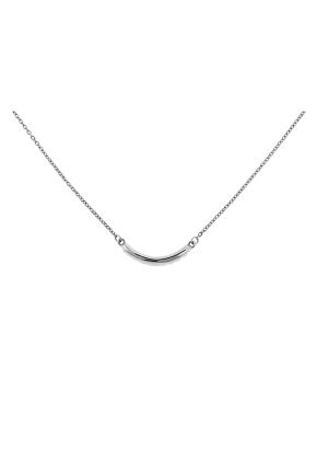 Diamond Curved Bar Necklace in 18kt White Gold