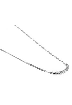 Diamond Curved Bar Necklace in 18kt White Gold