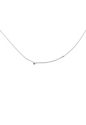 Three Stone Solitaire Necklace in 18kt White Gold