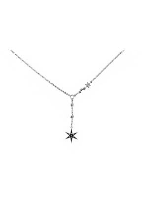 Star Y-Necklace with Diamonds in 18k White Gold