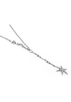 Star Y-Necklace with Diamonds in 18k White Gold