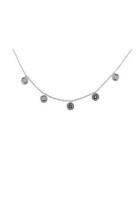 Ladies 18k White Gold Necklace with Diamonds Circles