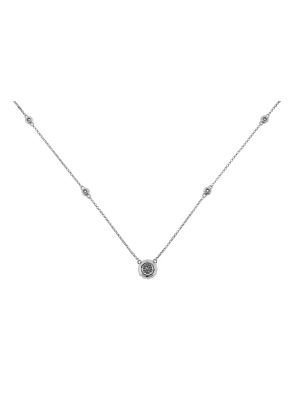 18k White Gold Necklace with Diamonds in a Cluster and on the Chain