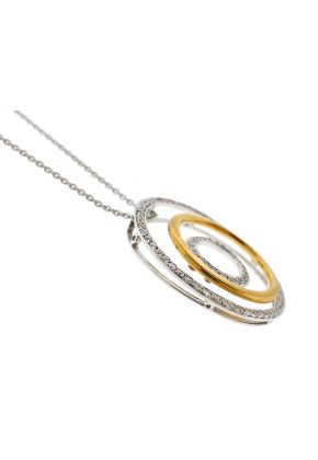 Circular Abstract Style Diamond Necklace with Two Tone Design of 18k White and Yellow Gold