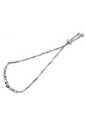 Bolo Bracelet with Interlocking Design of Diamonds in 18k White Gold