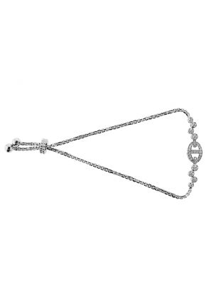 Bolo Bracelet with Interlocking Design of Diamonds in 18k White Gold