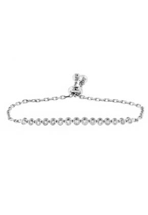 Bolo Bracelet with Bezel Set Diamonds in 18k White Gold