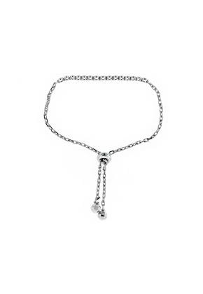 Bolo Bracelet with Bezel Set Diamonds in 18k White Gold