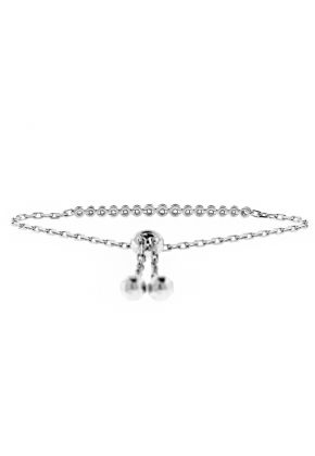 Bolo Bracelet with Bezel Set Diamonds in 18k White Gold