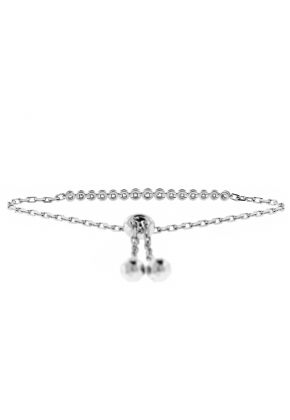 Bolo Bracelet with Bezel Set Diamonds in 18k White Gold
