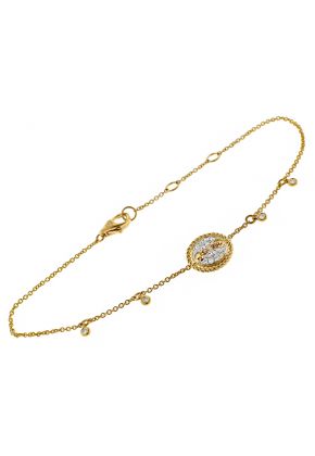 Ladies Bracelet with Moving Disc of Diamonds in 18k Yellow Gold