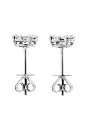 Round Stud Earrings with Diamonds in 18k White Gold