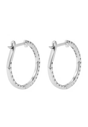 Inside/Outside Diamond Hoop Earrings in 18k White Gold