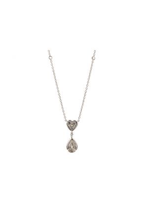 Heart and Drop Shaped Fancy Yellow Diamonds Surrounded by Halos of White Diamonds in an 18k White Gold Necklace
