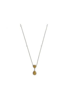 Heart and Drop Shaped Fancy Yellow Diamonds Surrounded by Halos of White Diamonds in an 18k White Gold Necklace