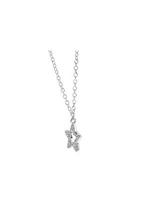 Tiny Star Pendant with Diamonds in 18k White Gold
