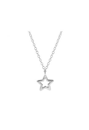 Tiny Star Pendant with Diamonds in 18k White Gold