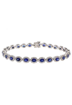 Sapphire and Diamond Tennis Bracelet in 18k White Gold