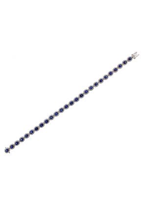 Sapphire and Diamond Tennis Bracelet in 18k White Gold