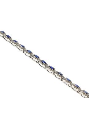 Sapphire and Diamond Tennis Bracelet in 18k White Gold