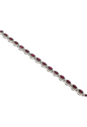 Ruby and Diamond Tennis Bracelet in 18k White Gold