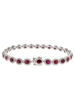 Ruby and Diamond Tennis Bracelet in 18k White Gold