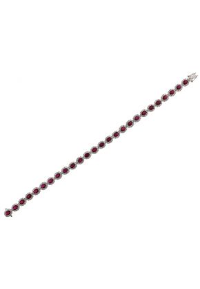 Ruby and Diamond Tennis Bracelet in 18k White Gold