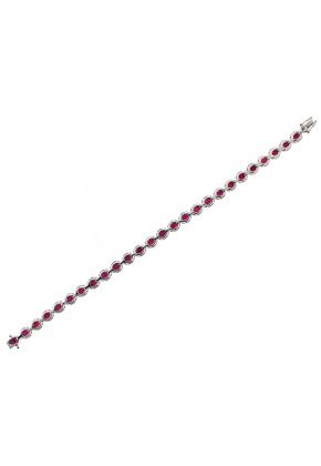 Ruby and Diamond Tennis Bracelet in 18k White Gold