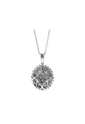 Round Diamond Cluster Pendant in 18k White Gold