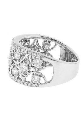 Openwork Style Ring with Diamonds and Rope Design in 18k White Gold