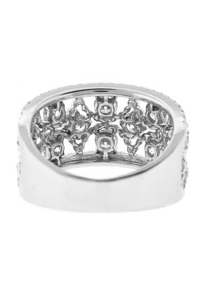 Openwork Style Ring with Diamonds and Rope Design in 18k White Gold