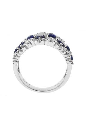 Sapphire Openwork Ring with Diamonds in 18k White Gold