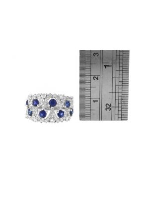 Sapphire Openwork Ring with Diamonds in 18k White Gold
