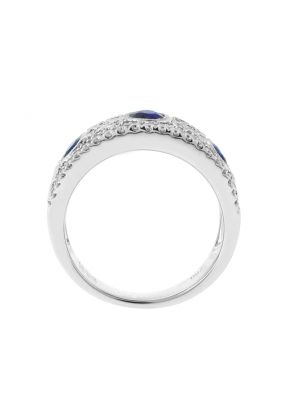 Sapphire Ring with Diamonds and Filigree Design in 18k White Gold