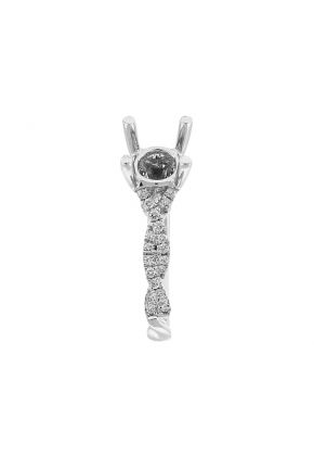Semi Mount Twist Style Engagement Ring with Diamonds in 18k White Gold