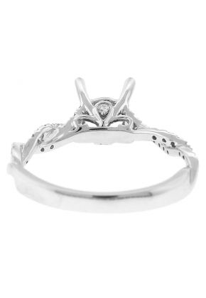 Semi Mount Twist Style Engagement Ring with Diamonds in 18k White Gold
