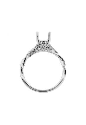 Semi Mount Twist Style Engagement Ring with Diamonds in 18k White Gold