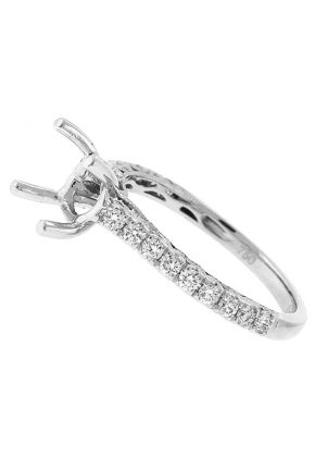 Semi Mount Engagement Ring with Single Row of Diamonds in 18k White Gold