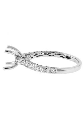 Semi Mount Engagement Ring with Single Row of Diamonds in 18k White Gold